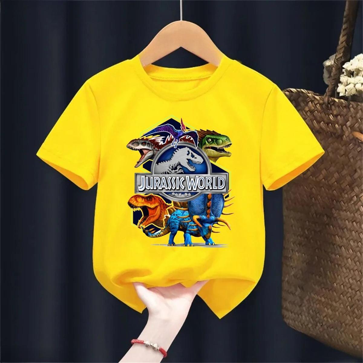 New Jurassic World Dinosaur Printed Childrens Summer Fashion Cute Short sleeved Tshirt Top 110
