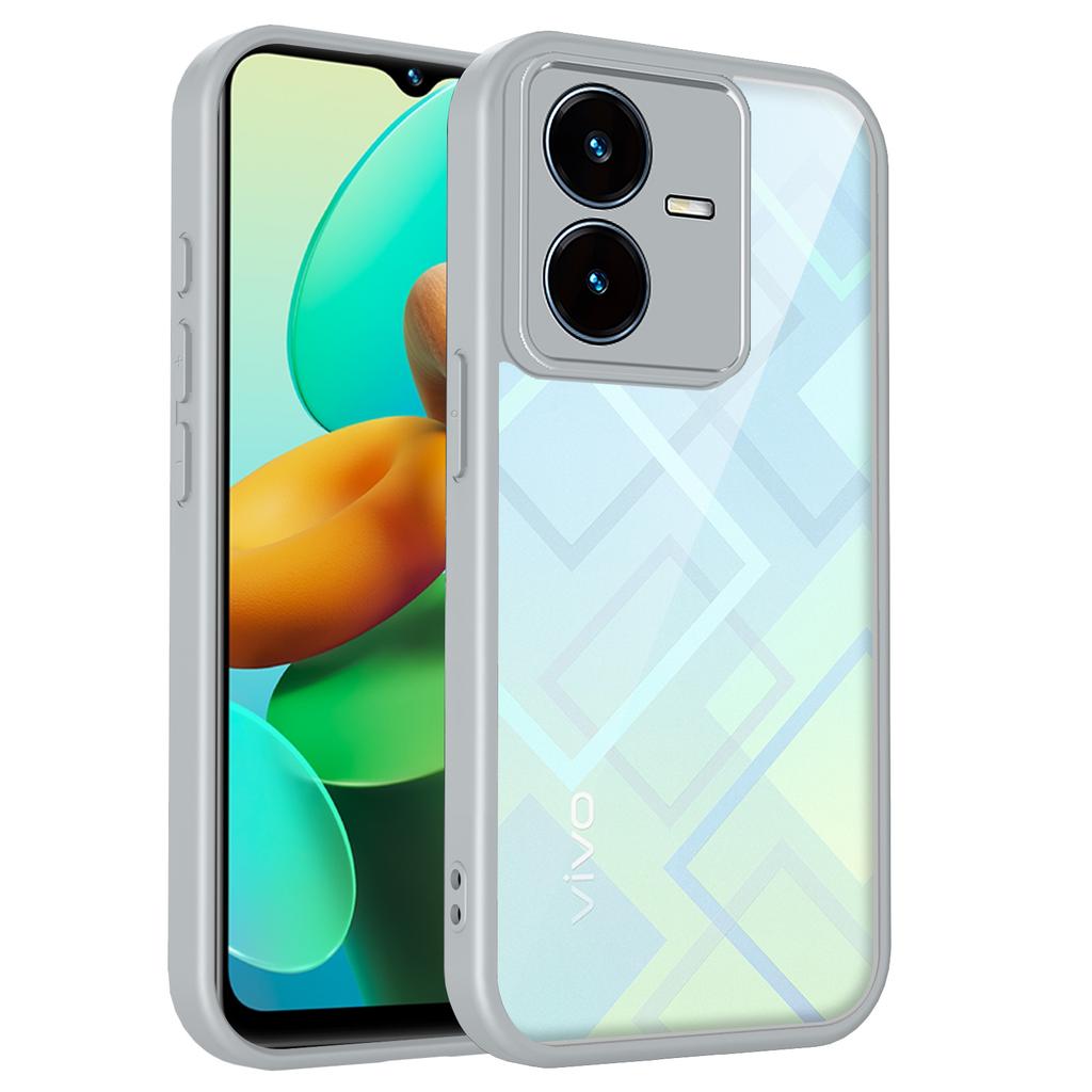 Para Funda Vivo Y22 Funda de Teléfono vivo Y22S Cubierta Vivo Y22 Amortiguación de Aire Borde de Silicona Trasera Transparente Mate Dura