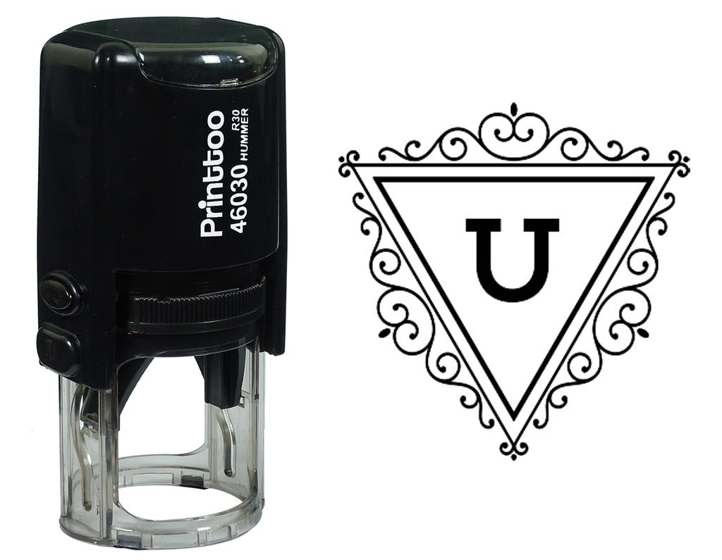 Printtoo U Alphabet Swirl Border Triangle Monogram Initial Self Inking Rubber Stamp Office