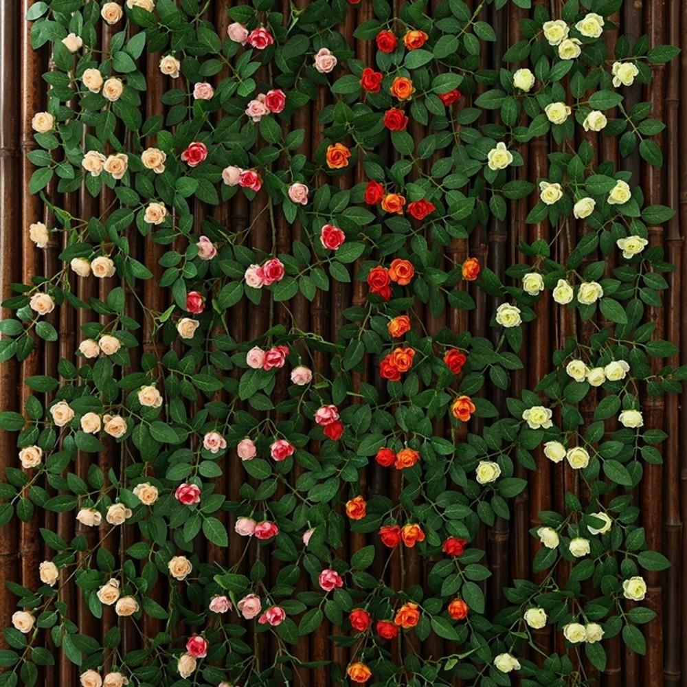 Plastic Silk Artificial Australian Rose Vine 10 Colors 1.8m 54 Heads Hanging Flowers Bud Rattan Wall Decor Rattan
