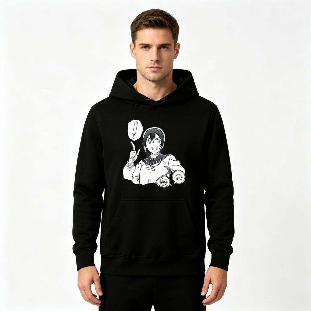 Men Cartoon Anime Pattern Print Pullover Hoodie Casual Long Sleeve Sweatshirt for Daily Wear