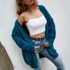 Women'S  And Winter Fashion Solid Color Colorblock Knitted Cardigan Sweater Coat  And Winter Long-Sleeved Coat Cardigan