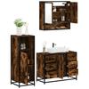 3 Piece Bathroom Furniture Set Smoked Oak Wood Based Material
