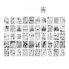 50 Pcs Vintage Washi Paper Stickers Set Old Times Newspaper Stamp Plants Decorative Sticker for Diy Journal Diary Scrapbook