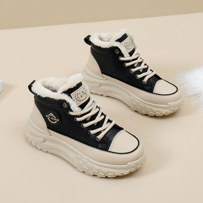 Женская обувь в тон цвета Macaron с флисовой подкладкой для снега теплая нескользящая хлопковая обувь с защитой от холода 40 чёрный 3090₽