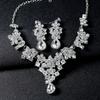 Women Bridal Multi-color Jewelry Set Elegant Fashionable Diamond Alloy Necklace + Earring Set