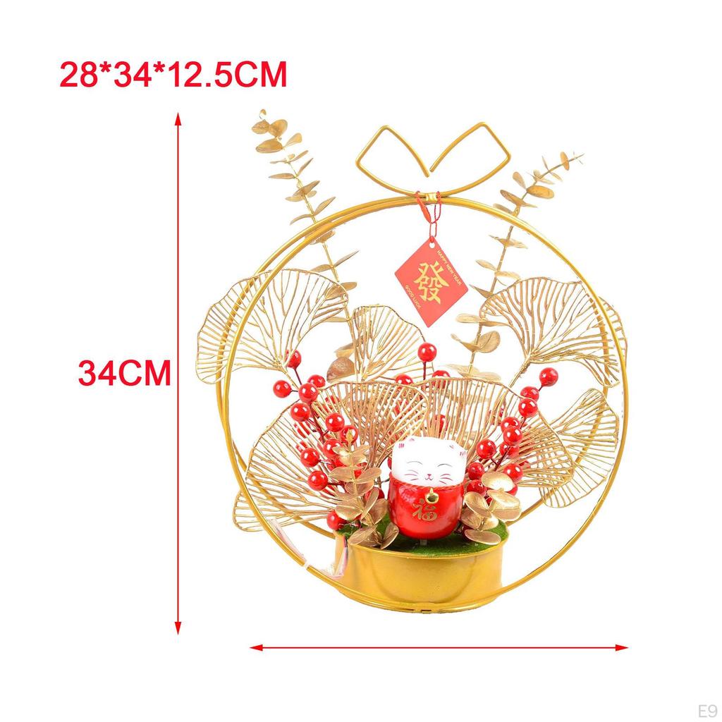 Chinese Year Ornaments Desk Night Light Lighted Artificial Potted Flower for Wedding