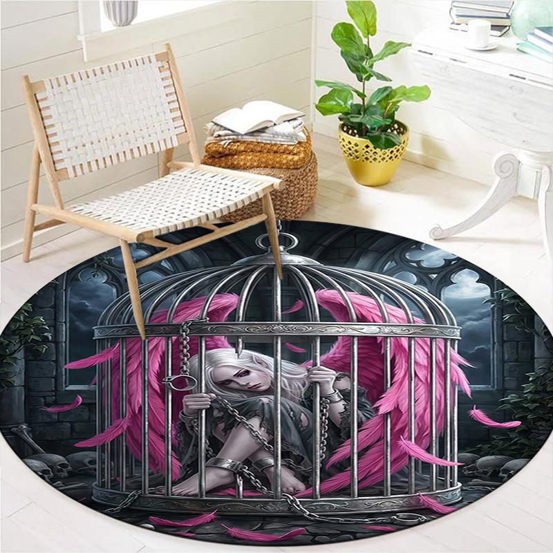 Seven Deadly Sins Round Area Rug,Carpet Rug for Living Room Bedroom Sofa Playroom Decor,Non-slip Floor Mat