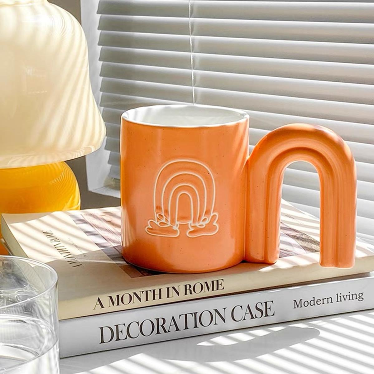 

Mug Ceramic Cup Creative Large Handle Rainbow Drink Water Drink Coffee Cup 401-500ml