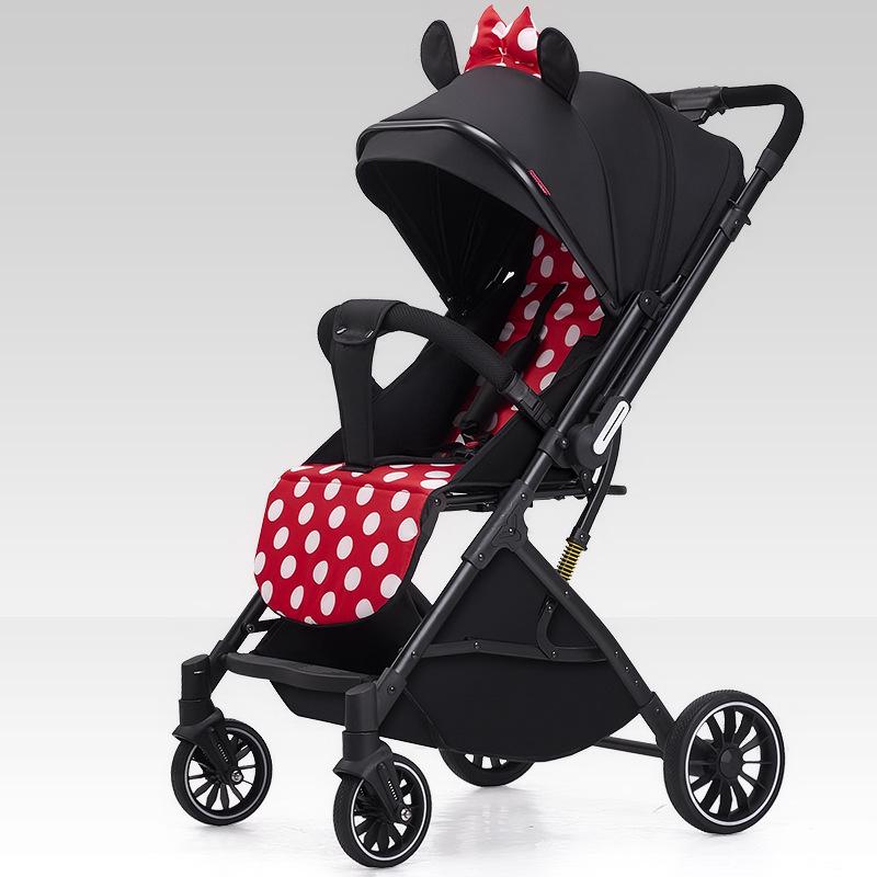 Lightweight Two-Way High Landscape Baby Stroller: Sit & Recline, One-Button Foldable Children's Pushchair.