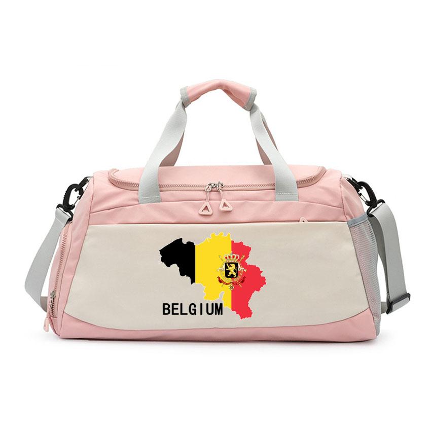 Belgium Flag Printed Shoulder Bag Large Capacity Travel Luggage Bag Basketball Handbag Fitness Yoga Couple Bag
