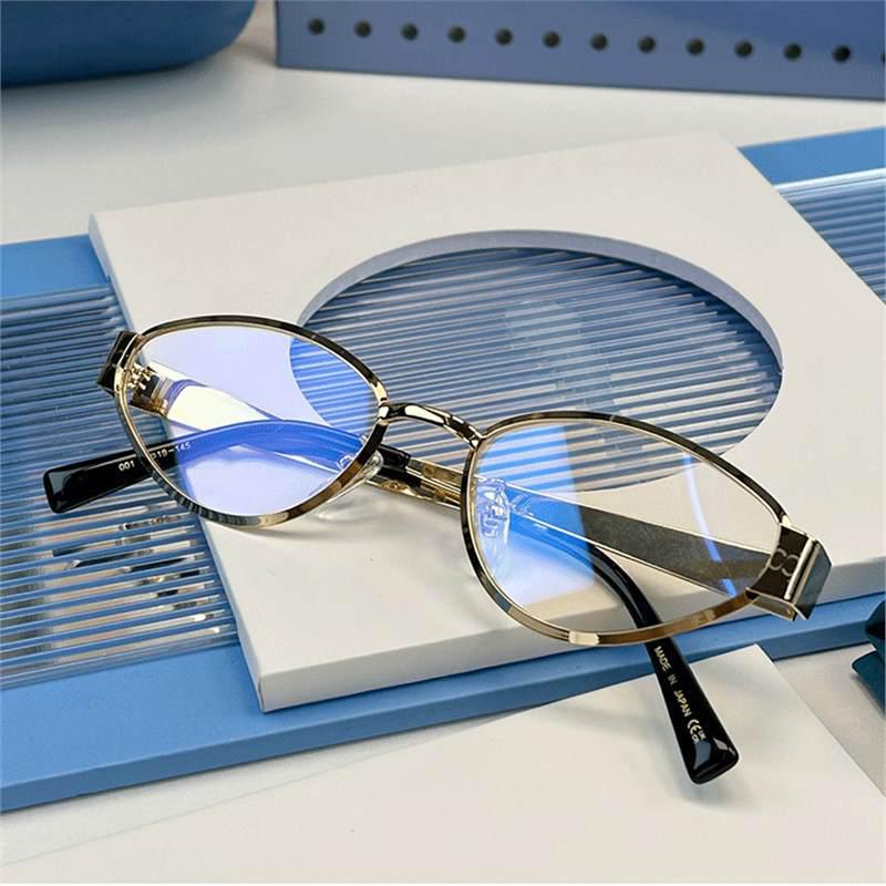 Ni Ni Gold Cat Eye Retro Sunglasses, Unisex Round-Square, Myopia-Compatible