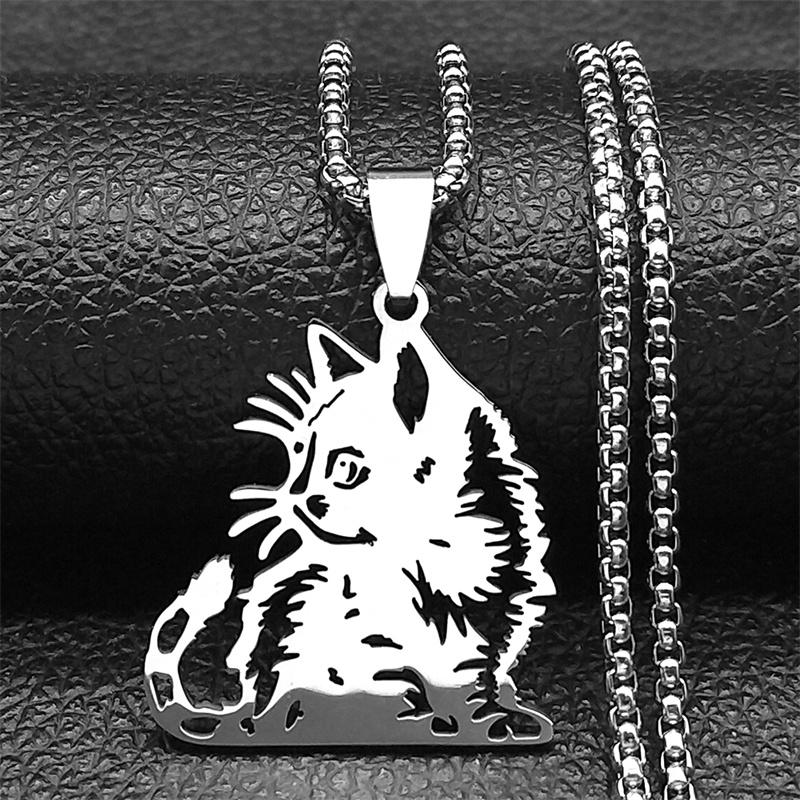 Siamesisches Kätzchen Katzen Anhänger Halskette Für Frauen Männer Edelstahl Gold Silber Farbe Hohl Kätzchen Tierliebhaber Kette Schmuck