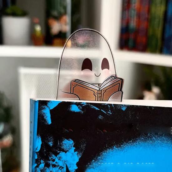 Clear Ghost Bookmark Cute Halloween Gothic Bookmarks Waterproof Creative Paper Cards Gift for Christmas Birthday