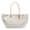 Woven Pattern Canvas And Leather Trim Tote Bag Women Tote Ivory 139623-100