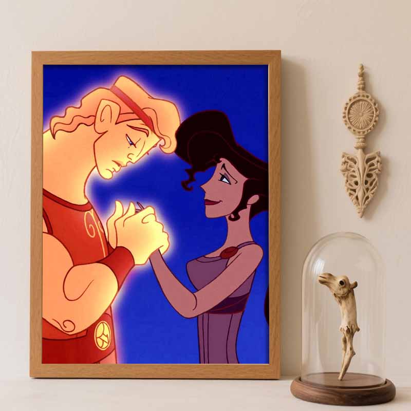 Disney Diamond Art Painting Kit Hercules Megara Sparkling Craft, Home Wall Decor, Handmade Gift Round 20x30cm