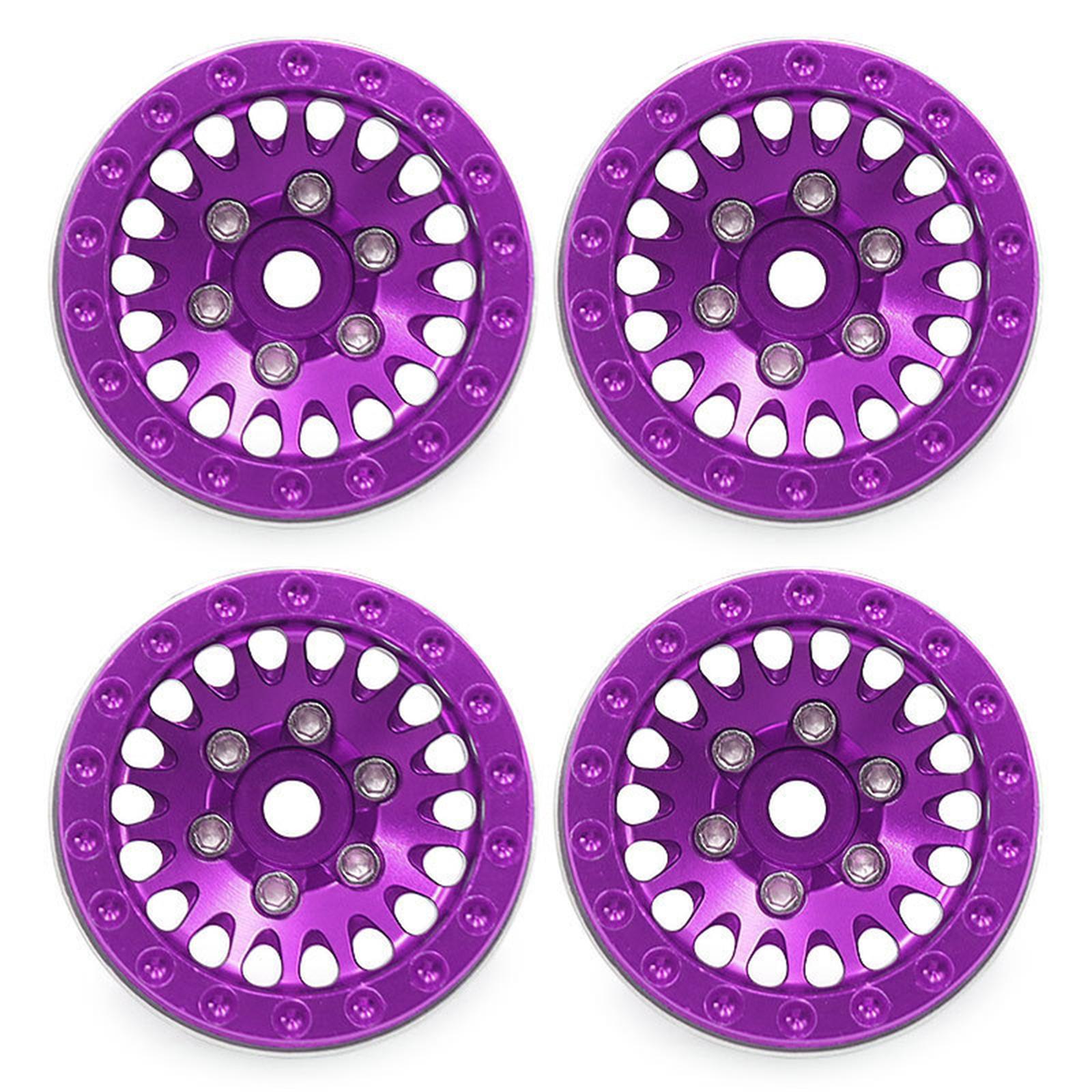 

4pcs 1.0 Inch Beadlock Wheels for 1/18 Remote Control Crawlers SCX24 and TRX4M Remote Control Car Parts фіолетовий