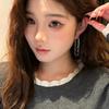 Retro Multi-Layer Chain Rear Hanging Earrings, Women'S Round Face Is Thin, Advanced Sense, Niche Design Earrings, Simple And Fashionable Temperament