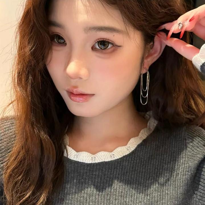 Retro Multi-Layer Chain Rear Hanging Earrings, Women'S Round Face Is Thin, Advanced Sense, Niche Design Earrings, Simple And Fashionable Temperament