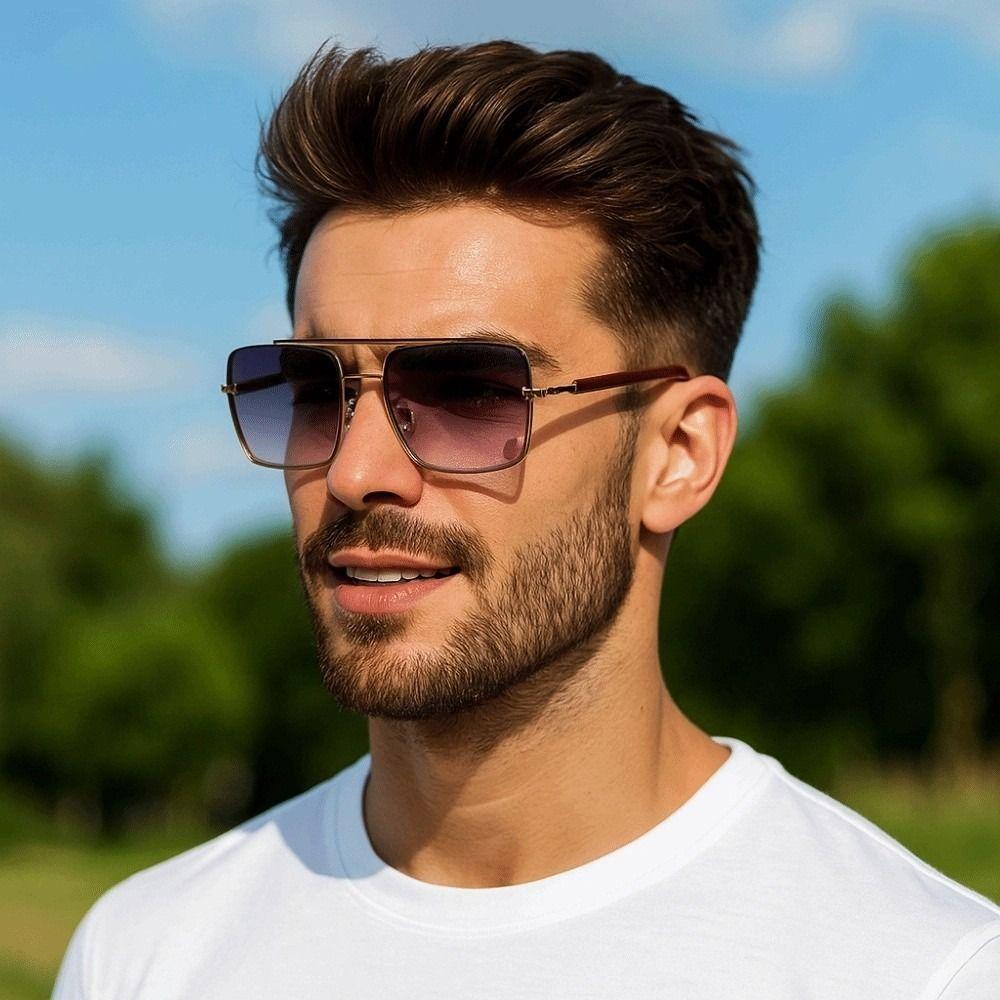 Lightweight Double-bar Sunnies Zinc Zinc Alloy Anti-UV Plain Glasses Unisex Polarizing Lens Sunglasses  Daily
