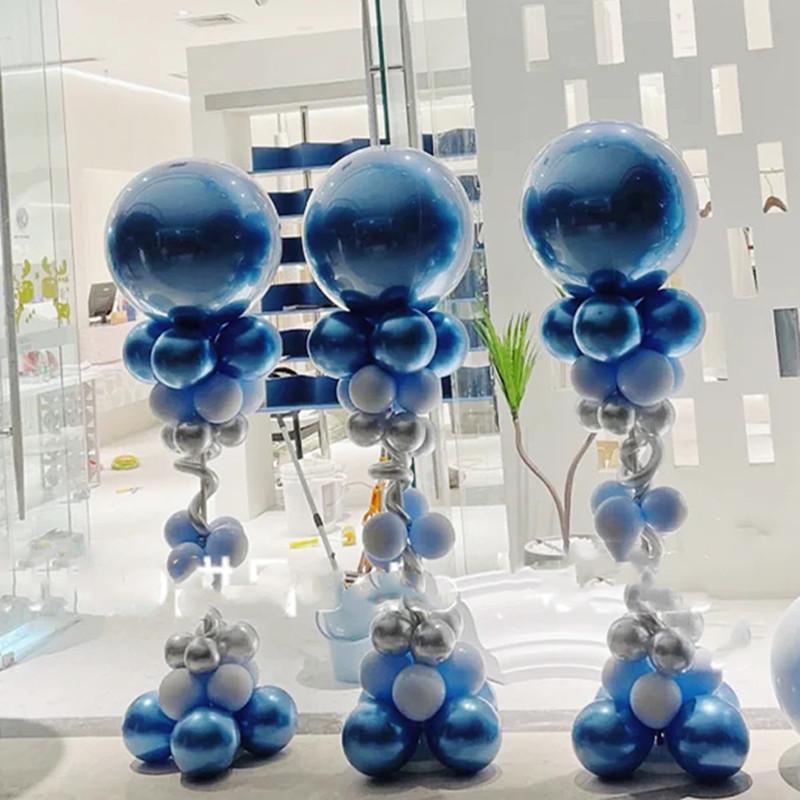 Metallic Blue Arch Balloon Column for Store Openings and Party Decorations