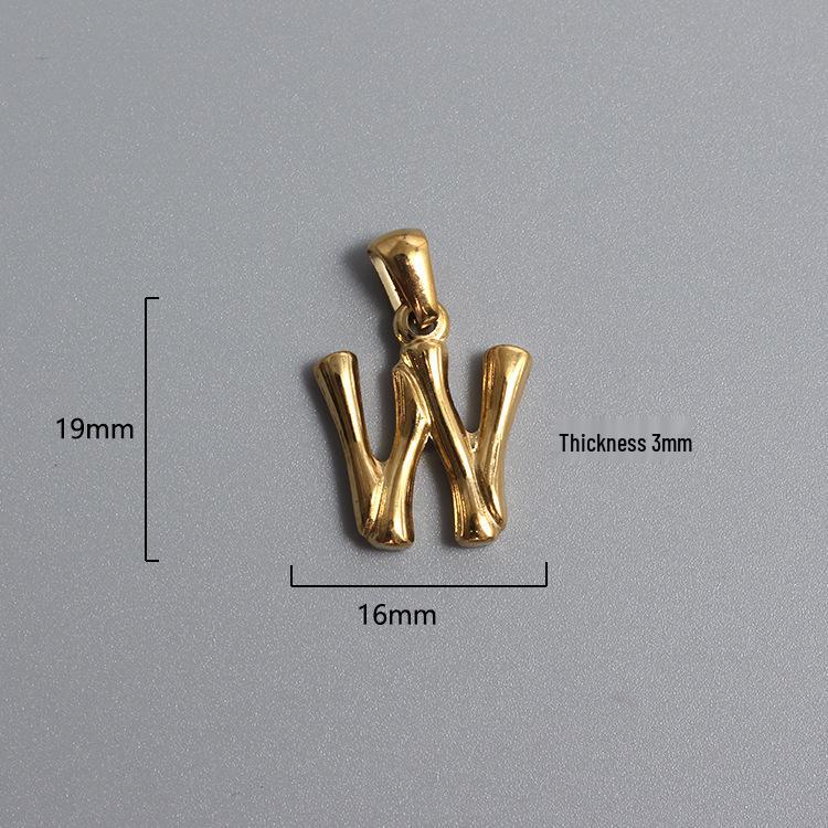 French Bamboo Joint Gold Letter Pendant Necklace - Retro Clavicle Chain Style for Women