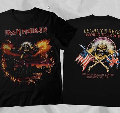 IRON MAIDEN 2019 Tour Legacy' Of The Beast Brooklyn Doppelseitiges T-Shirt