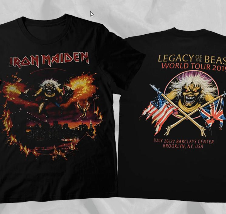 IRON MAIDEN 2019 Tour Legacy' Of The Beast Brooklyn Double Sided T-Shirt