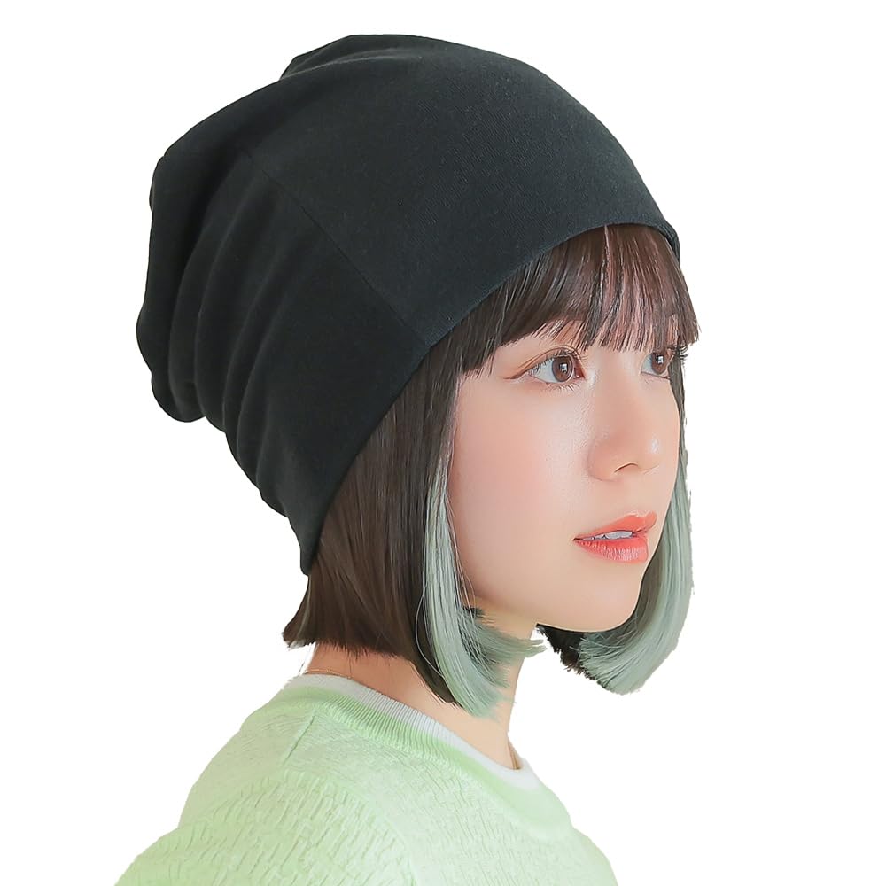 

Aquador Medical Care Hat, Cotton and Polyester Tile Knit, for Men and Women, Suitable for Sleeping and Going Out, Black (mdh024BK)