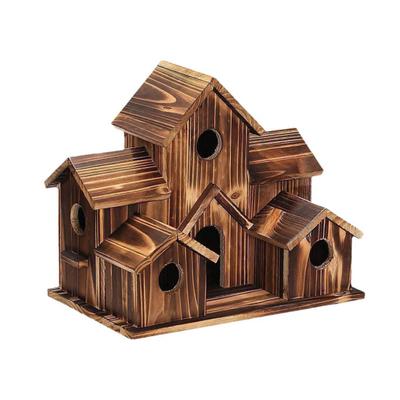 Casas para pássaros para fora Ninho de beija-flor de madeira Alimentador de pássaros Casa para pássaros grande ao ar livre com 6 cômodos para decoração de pátio de jardim