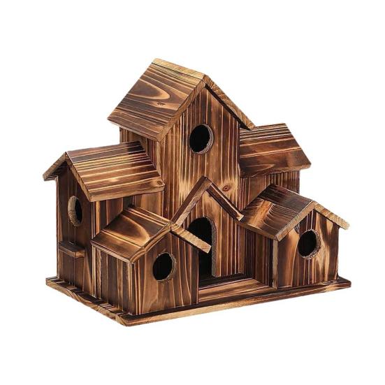 Venkovní budky pro ptáky Dřevěné kolibříkové hnízdo Ptačí krmítko Venkovní velká ptačí budka se 6 místnostmi pro výzdobu zahrady nádvoří