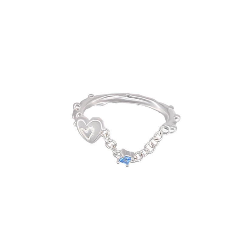 Fashionforward Rhinestone Blue Heart Ring For Women Adjustable Size For Wear Everyday