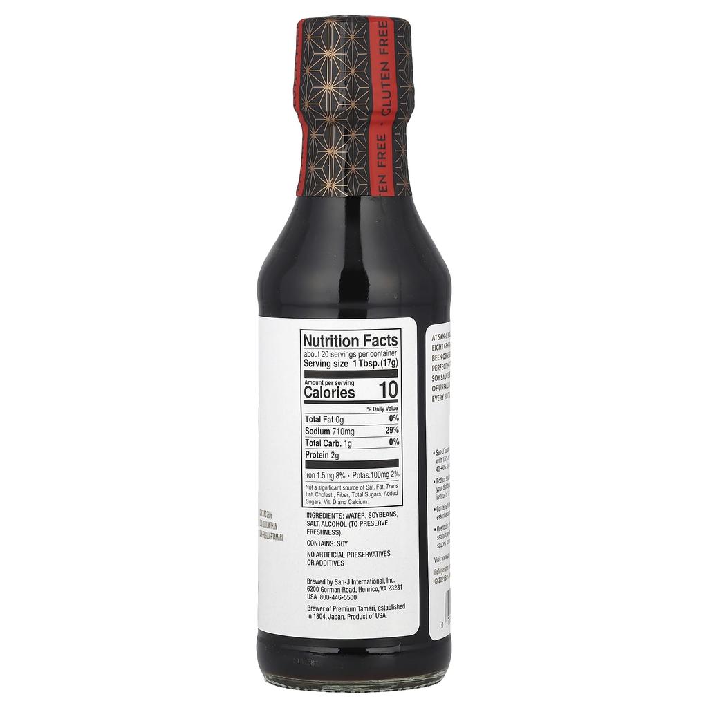 San-J, Tamari Brewed Soy Sauce, 28% Less Sodium, 10 fl oz (296 ml)