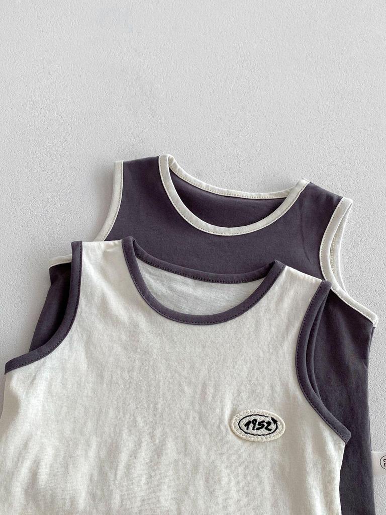 Korean Style Summer Set for Toddlers 0-2 Years: Cotton Sleeveless Vest and Shorts