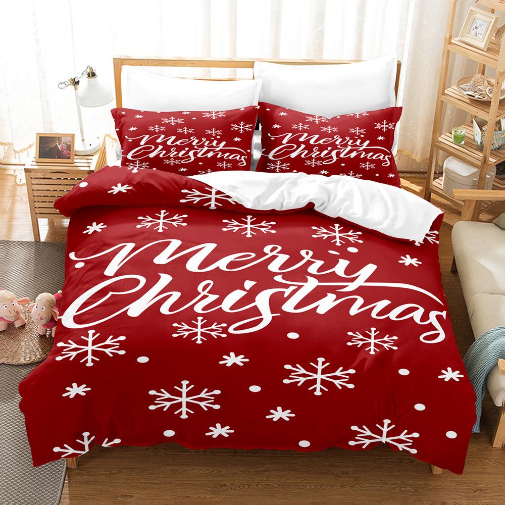 Christmas 3D Digital Printing Three-Piece Set, Christmas Letter Making Bedding Kit