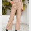 Women High Waist Loose Trousers Motorcycle Straight Wide Leg Leather Pants