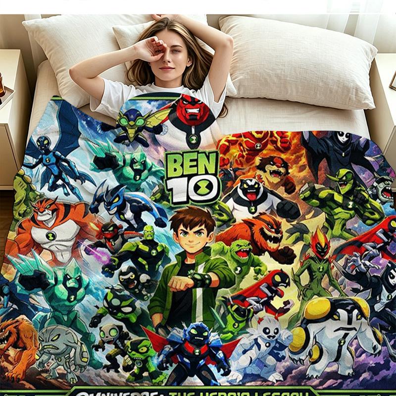 ben 10 Print Flannel Blanket High Quality Warm Comfortable Cover for All Seasons Perfect for Gifts Home Decor