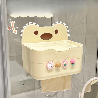 Wall Hanging Tissue Box Household Toilet Perforation-free Roll Paper Storage Box Cartoon Toilet Paper Box