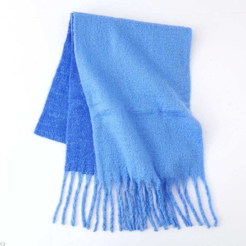 Mohair scarf women's winter two-color soft waxy thickened autumn and winter coarse fringed versatile couple scarf