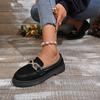 Thick-soled Women's British Small Leather Shoes Women's Autumn New Retro Metal Buckle One-pedal Thick-heeled Single Shoes