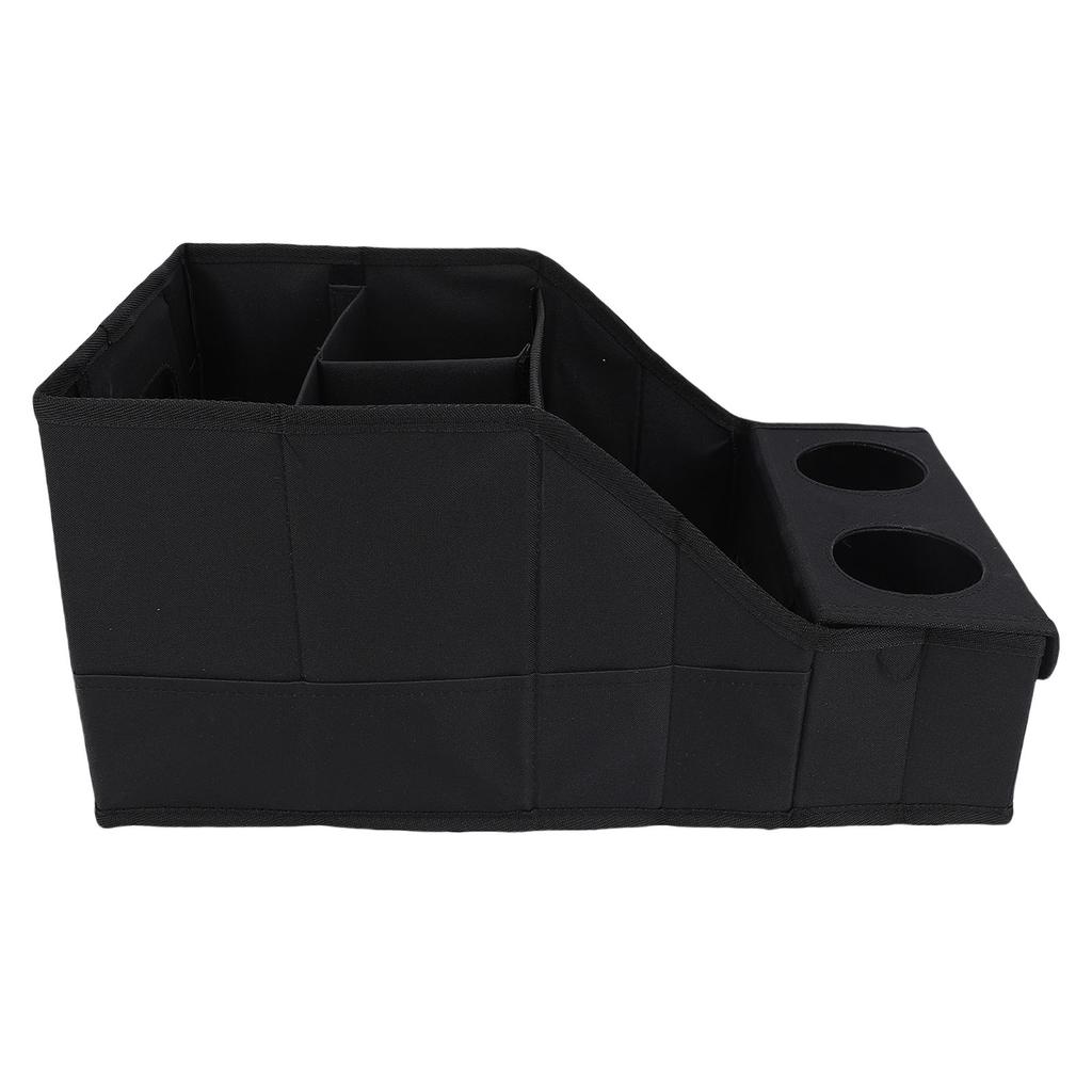 Desktop Storage Box with 4 Compartments Cup Holders Oxford Cloth Waterproof Foldable Versatile  Car Seat Organizer for Household