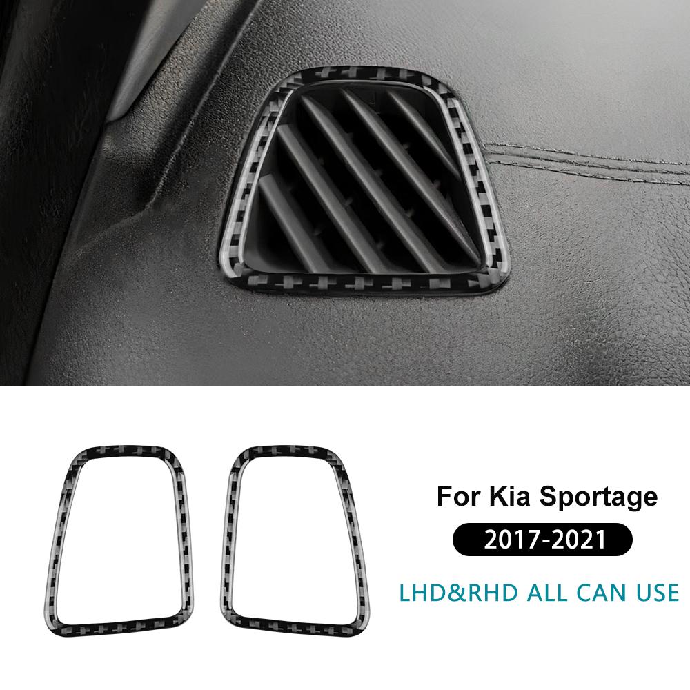 Real Soft Carbon Fiber Sticker For Kia Sportage 2017 2018 2019 2020 2025 LHD RHD Car Air Outlet Side of Instrument Frame Trim