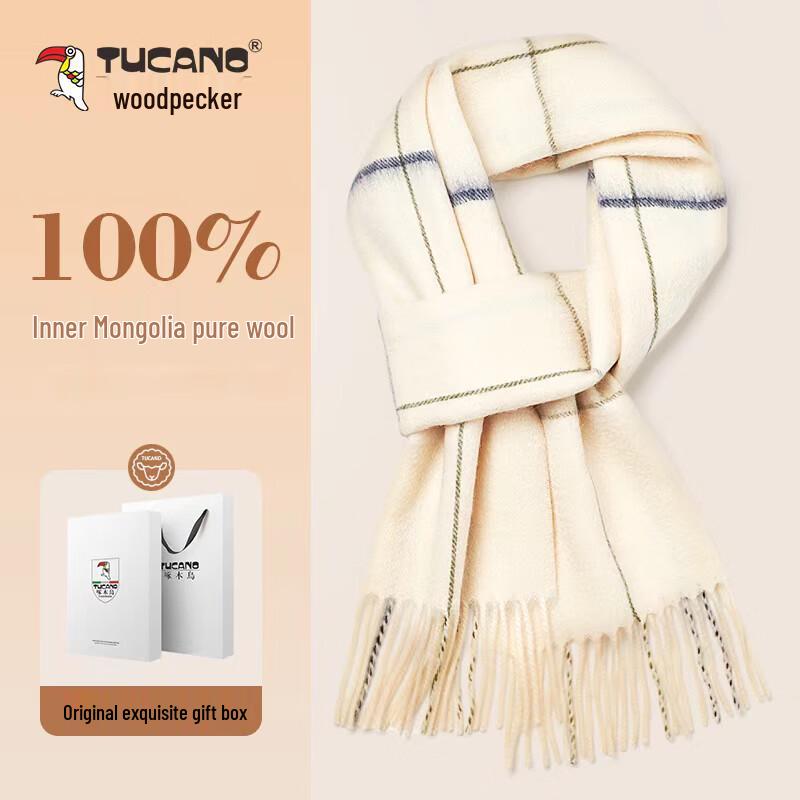 TUCANO Women's Plaid Pure Wool Winter Scarf