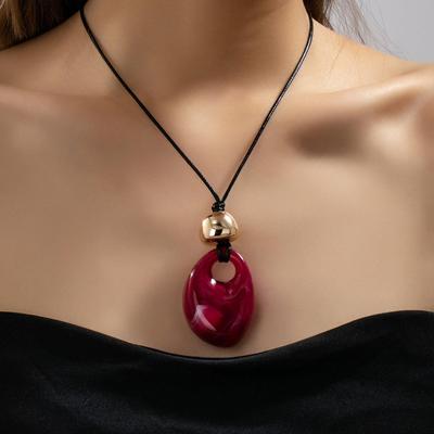 High-End Enamel Bean Pendant Long Necklace for Women – Stylish Cross-Border Design