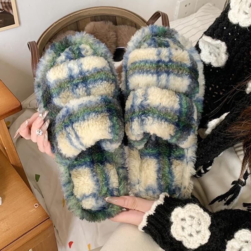 Fashion Women's Shoes Fashion Flats Slippers Open Toe House Slippers Plush Bedroom Shoes Casual Outdoor Sandals Platform Flip Flops