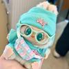 Tiffany Blue Labubu Doll Clothes Set (15/17cm): First, Second, Third Gen with Heartbeat Green Crossbody Bag