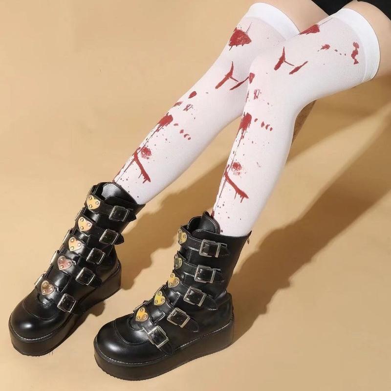 Halloweenkostyme for kvinner Fest Maskeradeklær Blodige sokker Sykepleierstrømper Blodig Zombieblod Halloween Cosplay-sokker