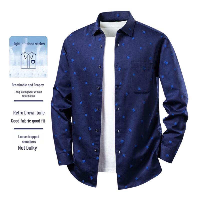 SHANSHAN Men s Printed Business Casual Long-Sleeve Shirt 3XL