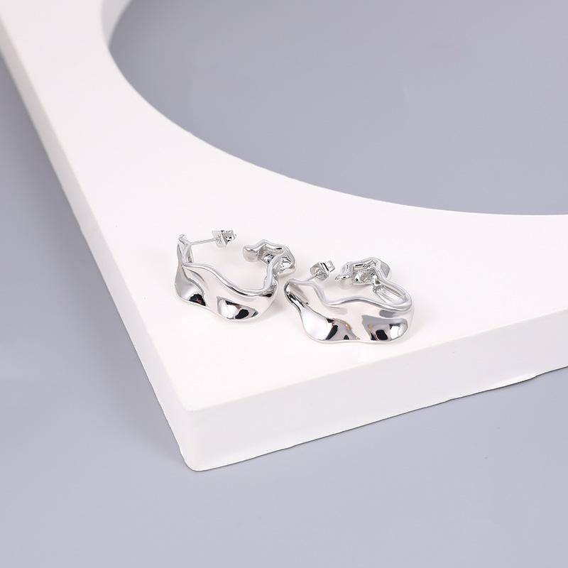 

Срібна голка S925. Європейські та американські нові нерегулярні металеві сережки-гвоздики, які модні сережки, сережки з холодним вітром срібний