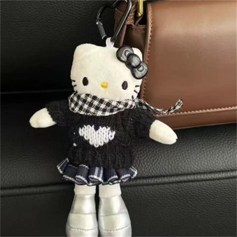 Sanrio Cute Long Legs Hello Kitty Plush Doll Toy Love Buckle Keychain Pendant Kt Cat Bag Hanging Backpack Charm Girly Heart Gift